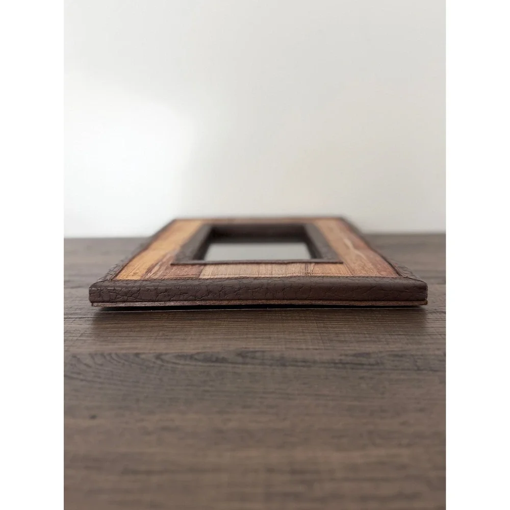 Vintage Leather & Straw 4x6 Picture Frame Rustic Western Farmhouse Decor